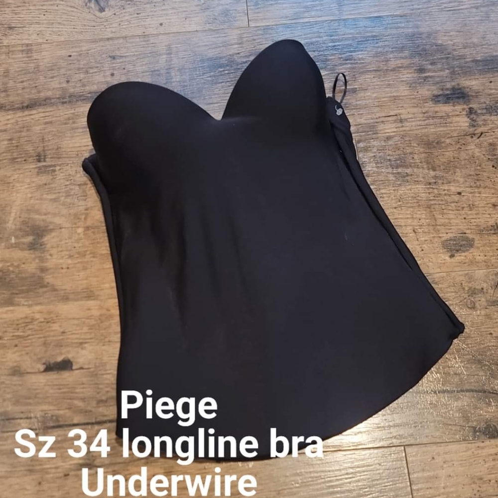 Piege womens underwire longline bra sz 34 black strapless lingerie